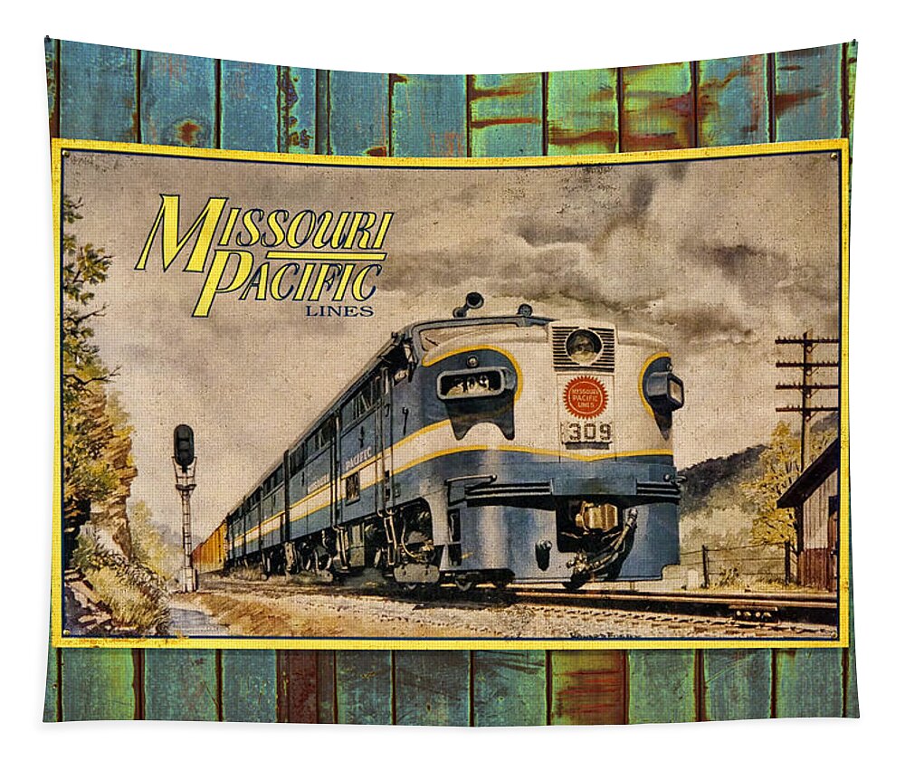 Missouri Pacific Tapestry featuring the photograph Missouri Pacific Lines Sign Engine 309 DSC02854 by Greg Kluempers