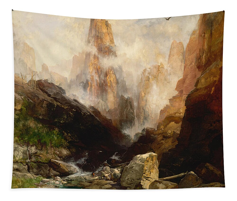 Thomas Moran Tapestry featuring the painting Mist in Kanab Canyon Utah by Thomas Moran
