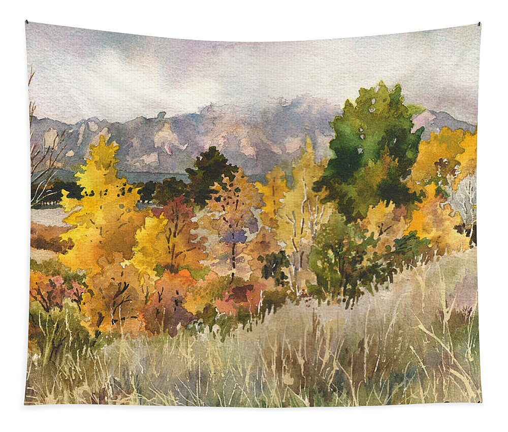 Cloud Painting Tapestry featuring the painting Misty Fall Day by Anne Gifford