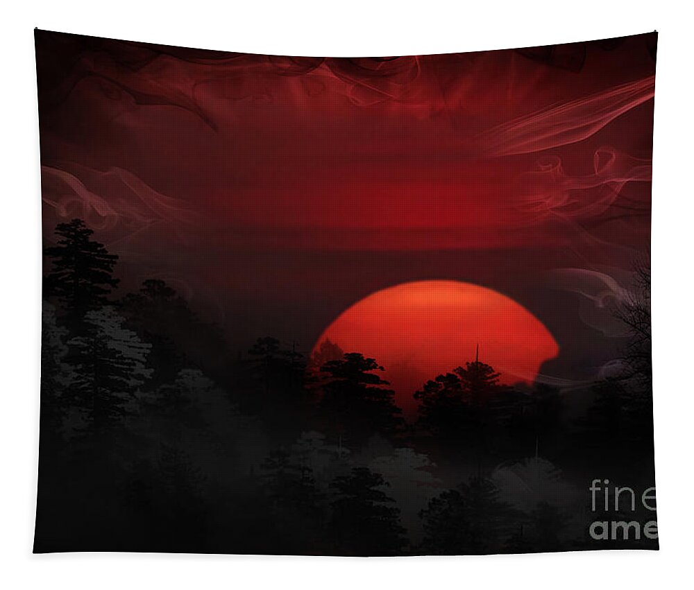 Sunrise Tapestry featuring the photograph Misty Mountain Sunrise by Kathy Baccari