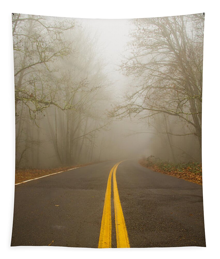 Fog Tapestry featuring the photograph Misty road by Kunal Mehra