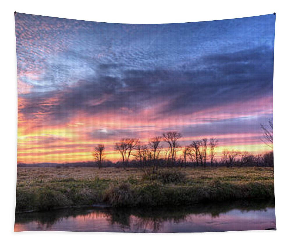 Sunset Tapestry featuring the photograph Mitchell Park Sunset Panorama by Scott Norris
