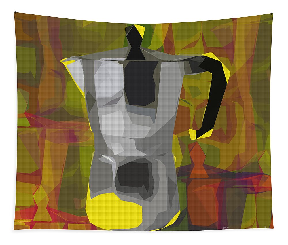 Cafe Tapestry featuring the digital art Moka pot by Jean luc Comperat