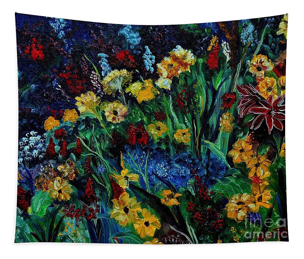 Flowers Tapestry featuring the painting Moms Garden II by Julie Brugh Riffey
