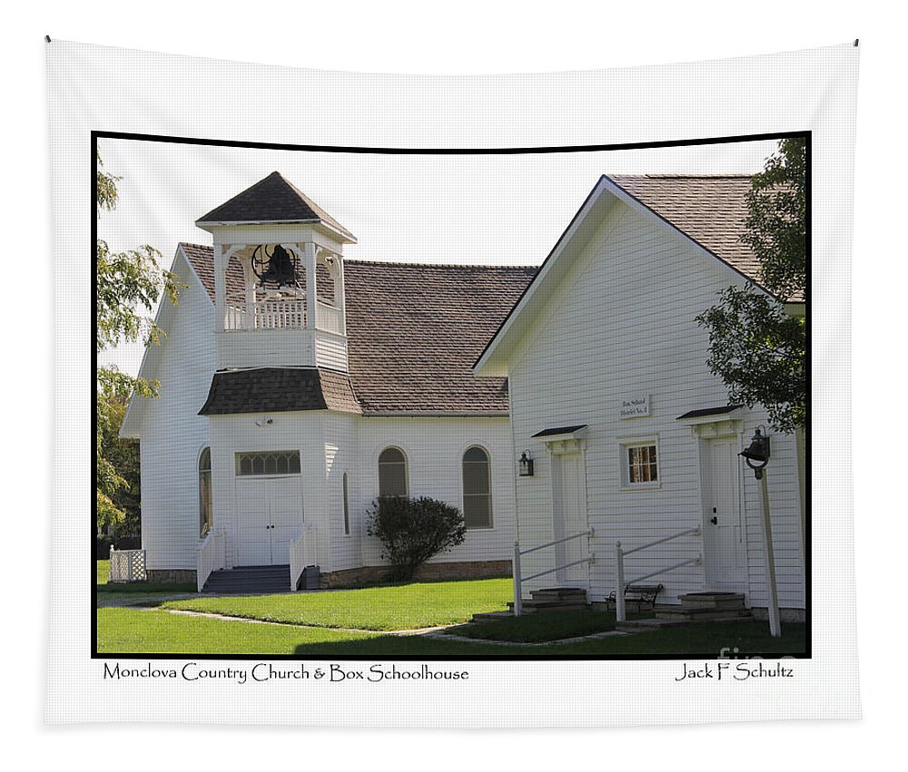 Wolcott Heritage Center Tapestry featuring the photograph Monclova Country Church and Box Schoolhouse 2660 by Jack Schultz