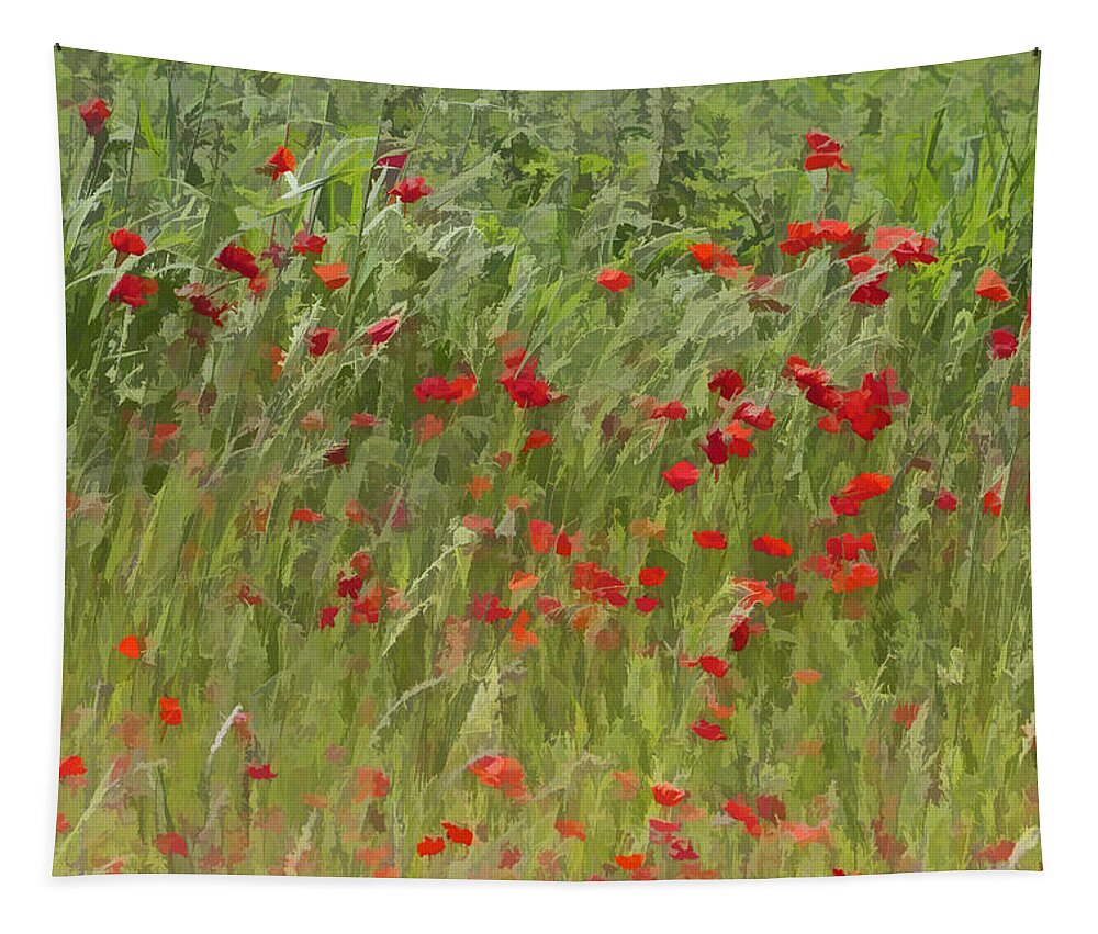 Abstract Tapestry featuring the photograph Monet Poppies III by David Letts
