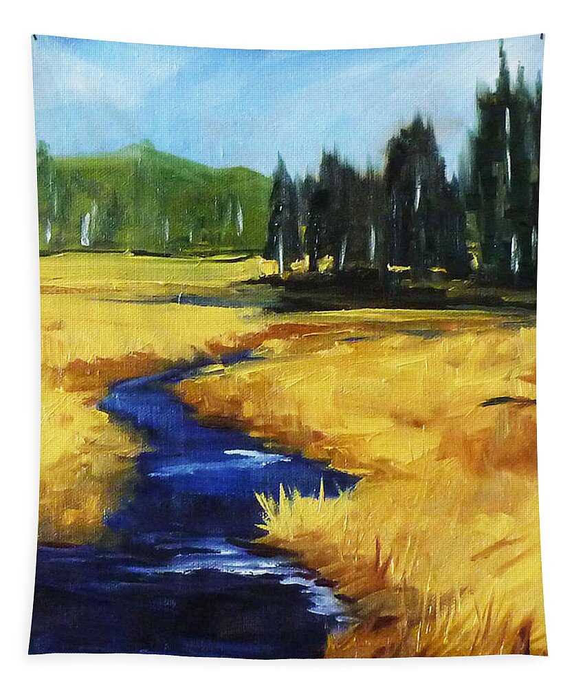 Montana Tapestry featuring the painting Montana Creek by Nancy Merkle