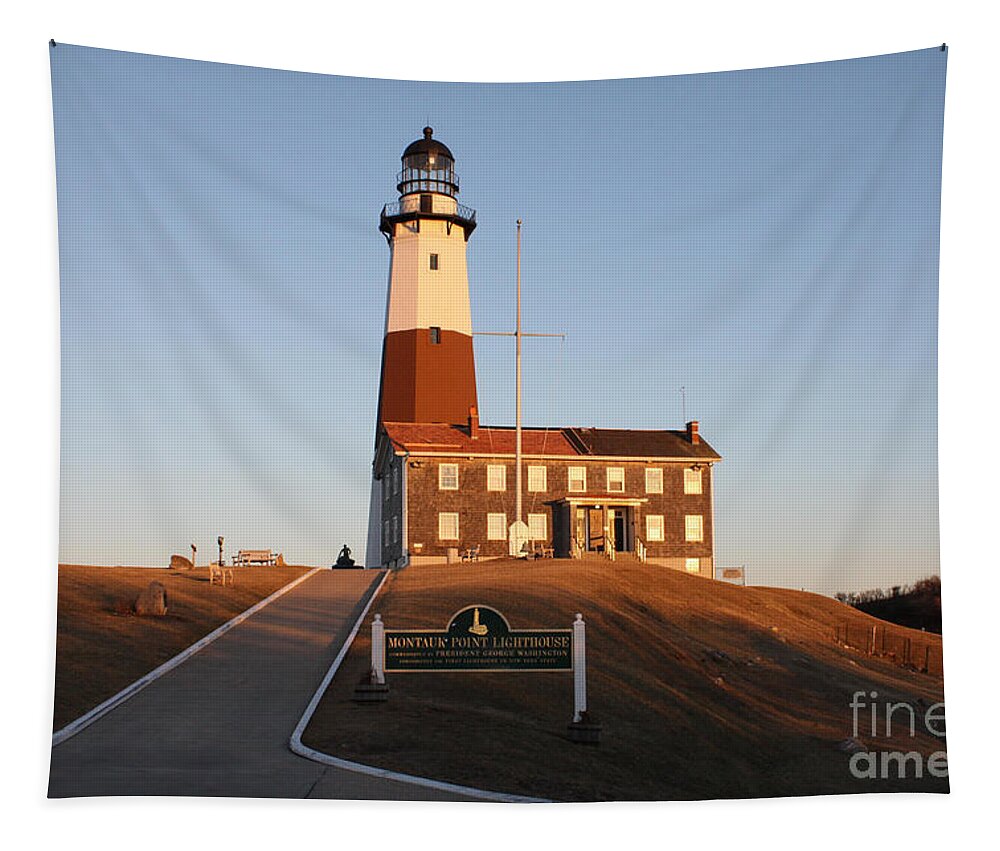 Montauk Lighthouse Entrance Tapestry featuring the photograph Montauk Lighthouse Entrance by John Telfer