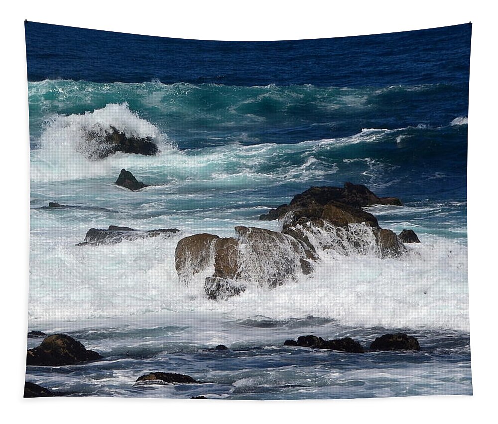 Waves Tapestry featuring the photograph Monterey-6 by Dean Ferreira