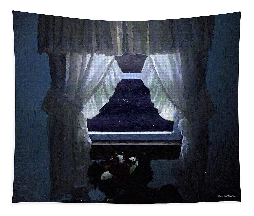 Window Tapestry featuring the painting Moonlit Window by RC DeWinter