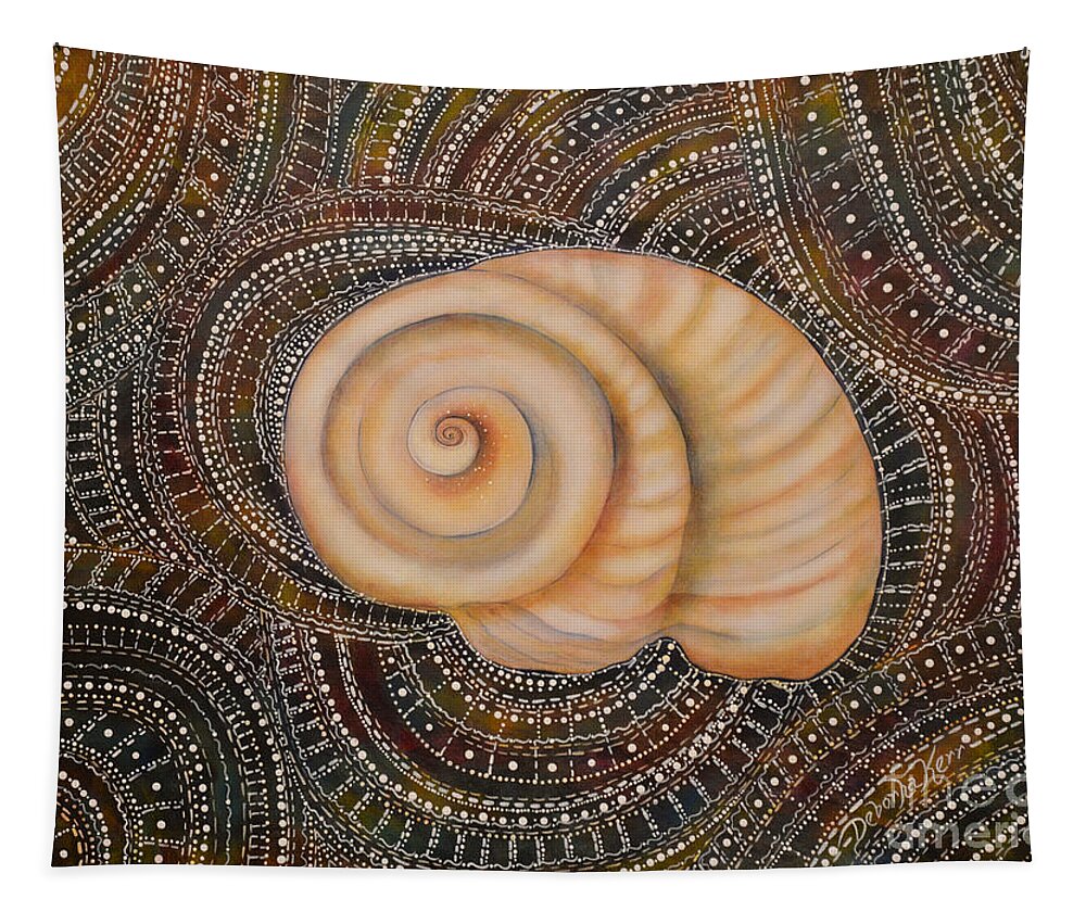 Mandala Art Tapestry featuring the painting Moonsnail Mandala by Deborha Kerr