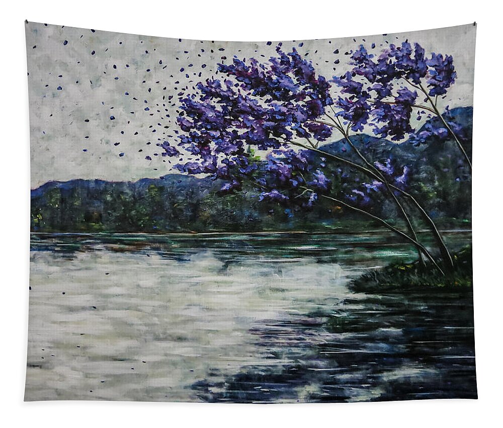 Trees Tapestry featuring the painting Morning Clarity by Joel Tesch