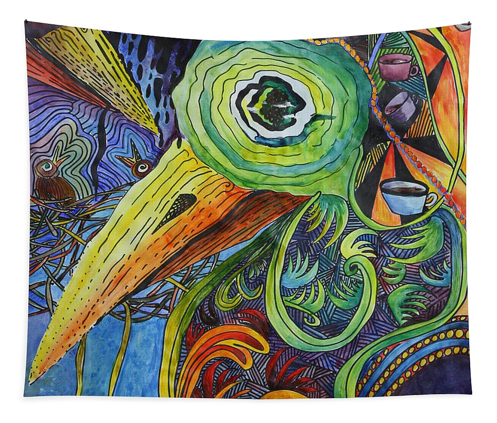 Zentangle Tapestry featuring the painting Morning Has Broken by Mary Beglau Wykes