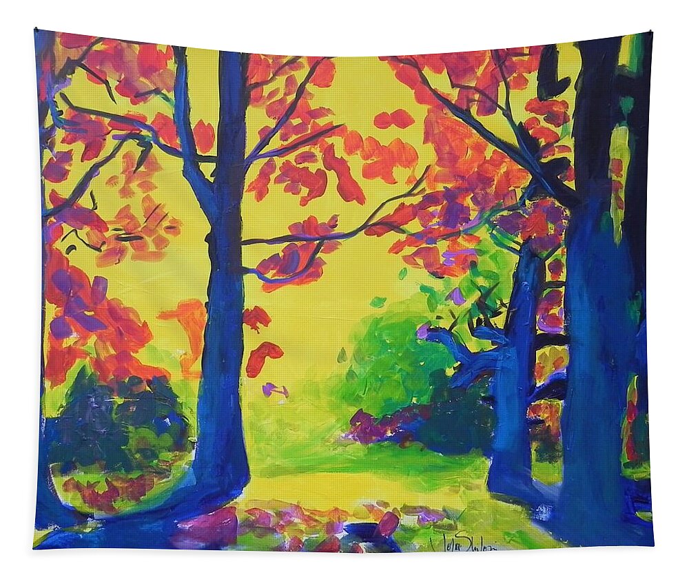 Autumn Colours Tapestry featuring the painting Morning by Jolanta Shiloni