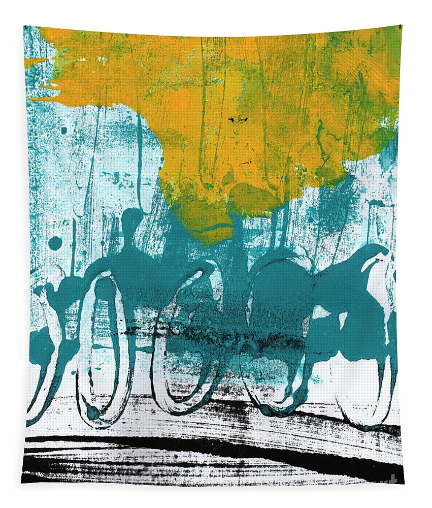 Abstract Painting Tapestry featuring the painting Morning Ride by Linda Woods