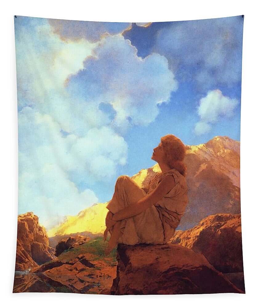 Maxfield Parrish Tapestry featuring the painting Morning Spring by Maxfield Parrish