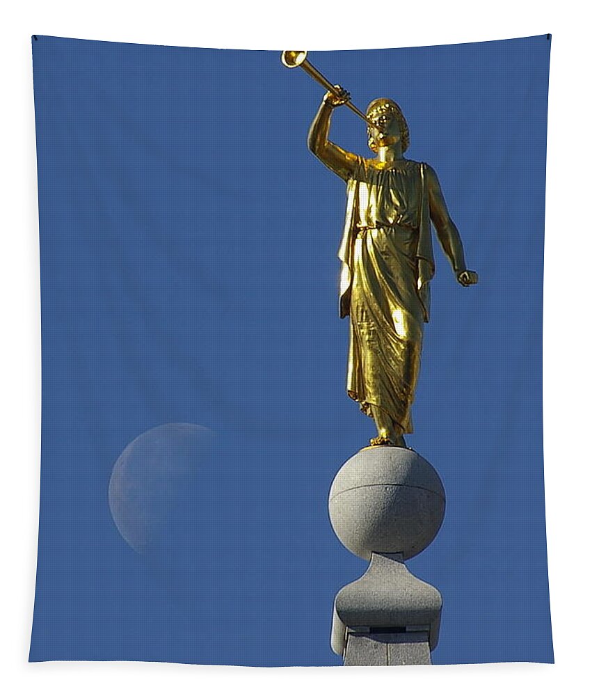 Angel Tapestry featuring the photograph Moroni and the Moon by David Andersen