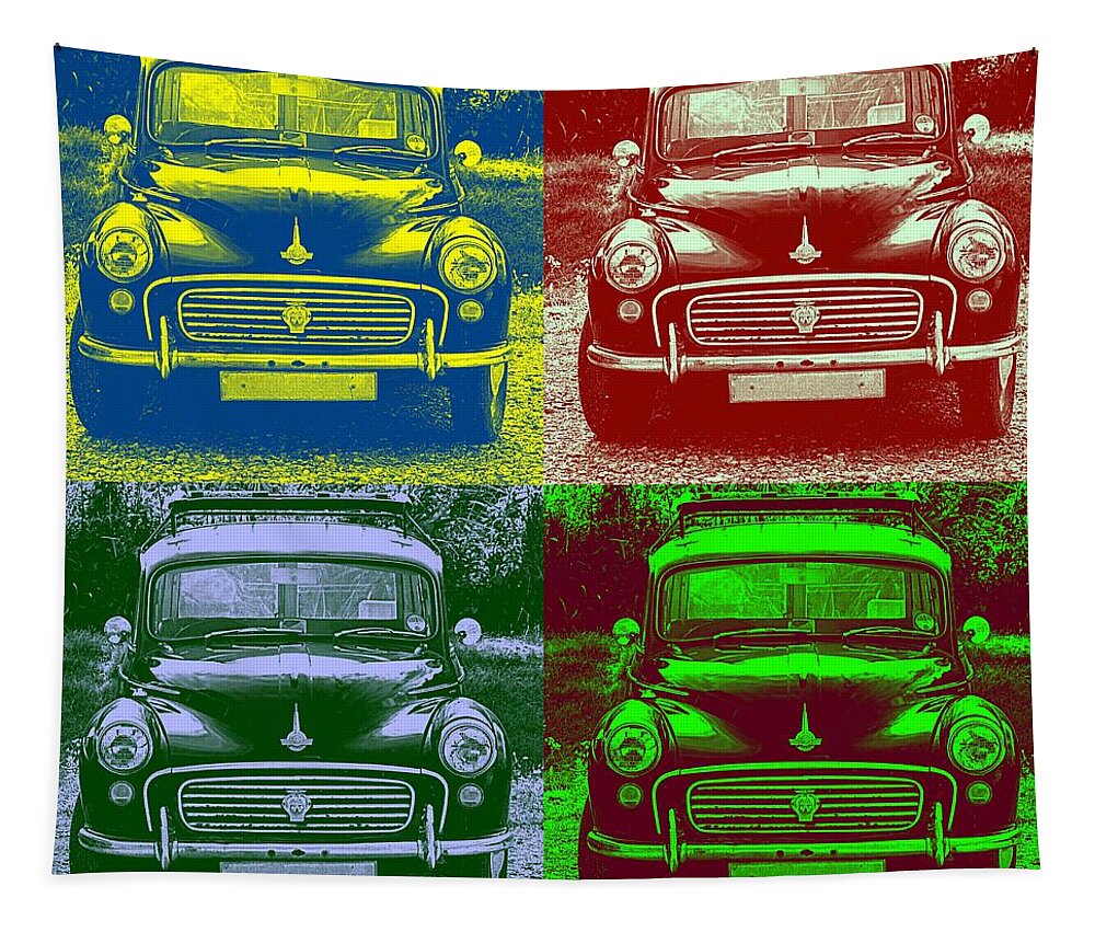 Car Tapestry featuring the photograph Morris Car in Pop Art by Chevy Fleet
