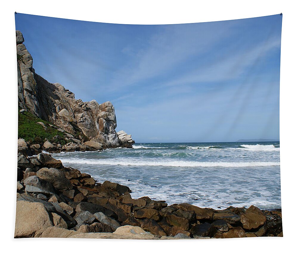 Morro Bay California Tapestry featuring the photograph Morro Bay Rock by Ernest Echols
