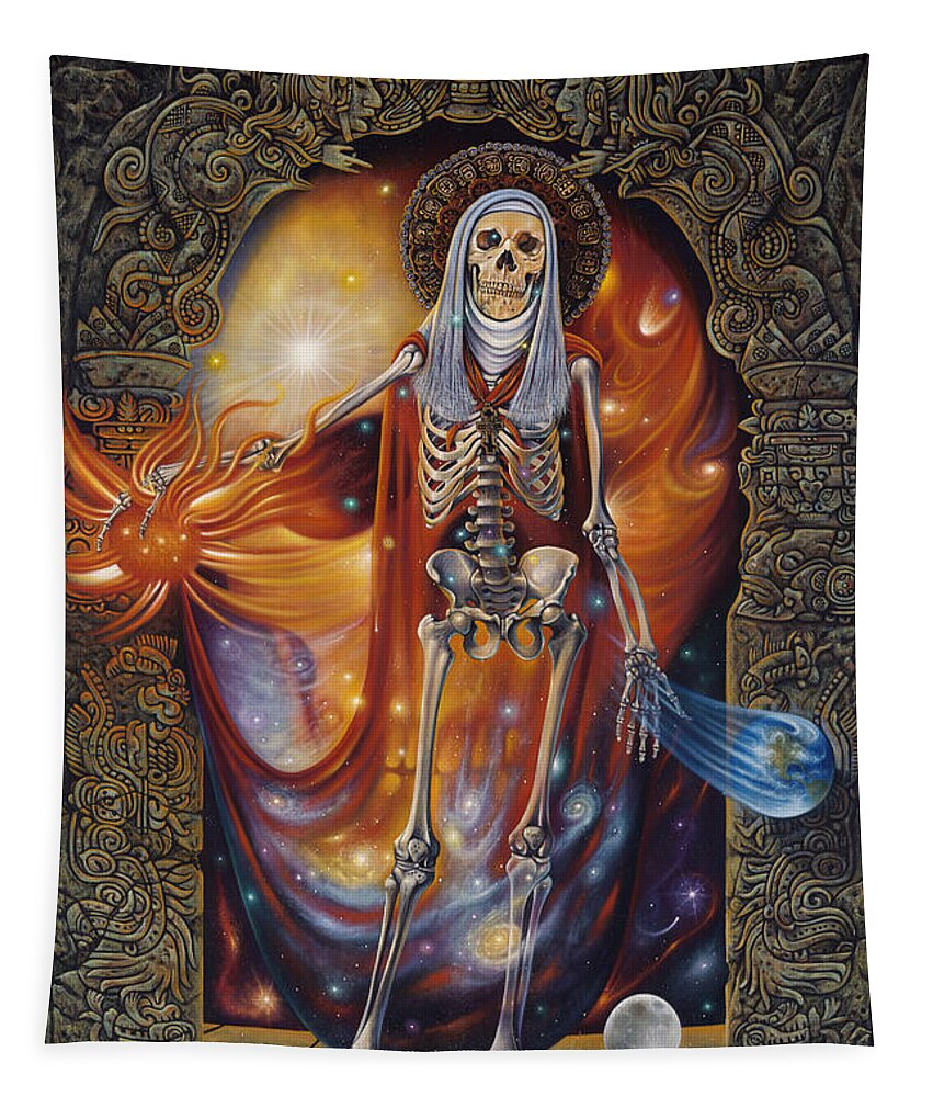 Mors Tapestry featuring the painting Mors Santi by Ricardo Chavez-Mendez