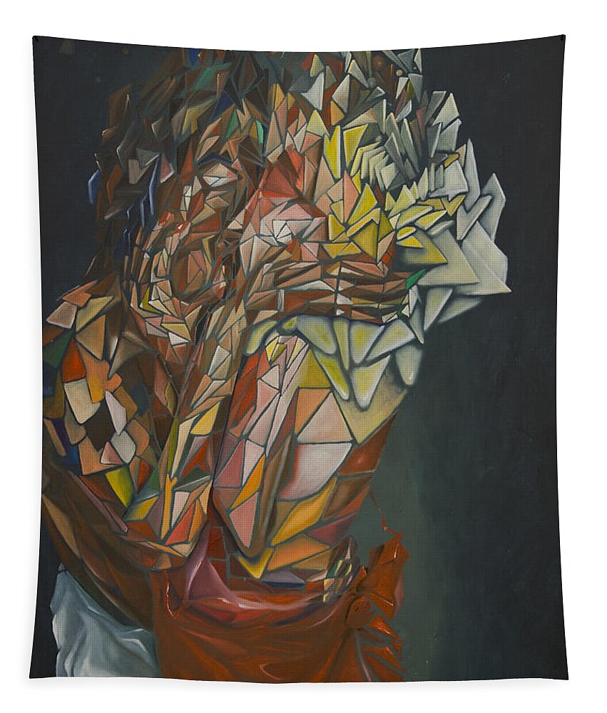Embrace Tapestry featuring the painting Mosaic Embrace by James Lavott