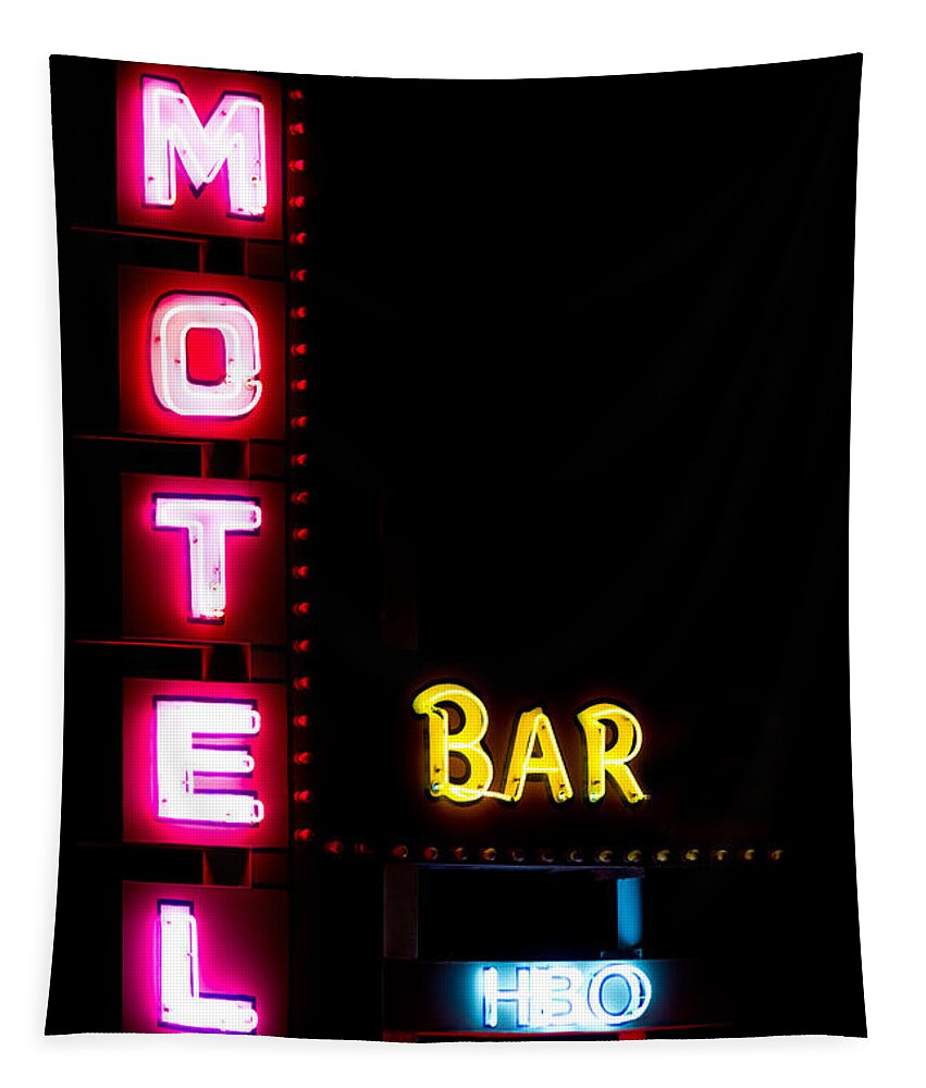 Neon Tapestry featuring the photograph Motel Bar HBO No Vacancy by James BO Insogna