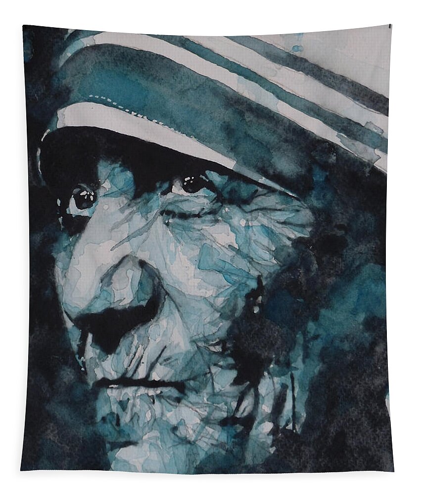 Mother Teresa Tapestry featuring the painting Mother Teresa by Paul Lovering