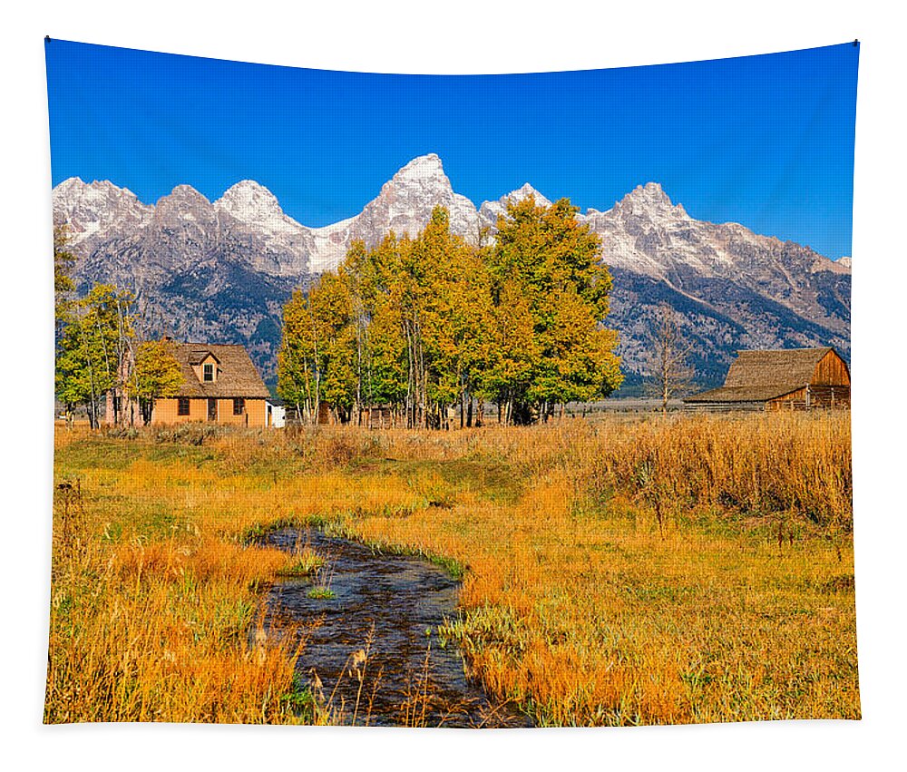 Mormon Row Tapestry featuring the photograph Moulton Homestead by Greg Norrell