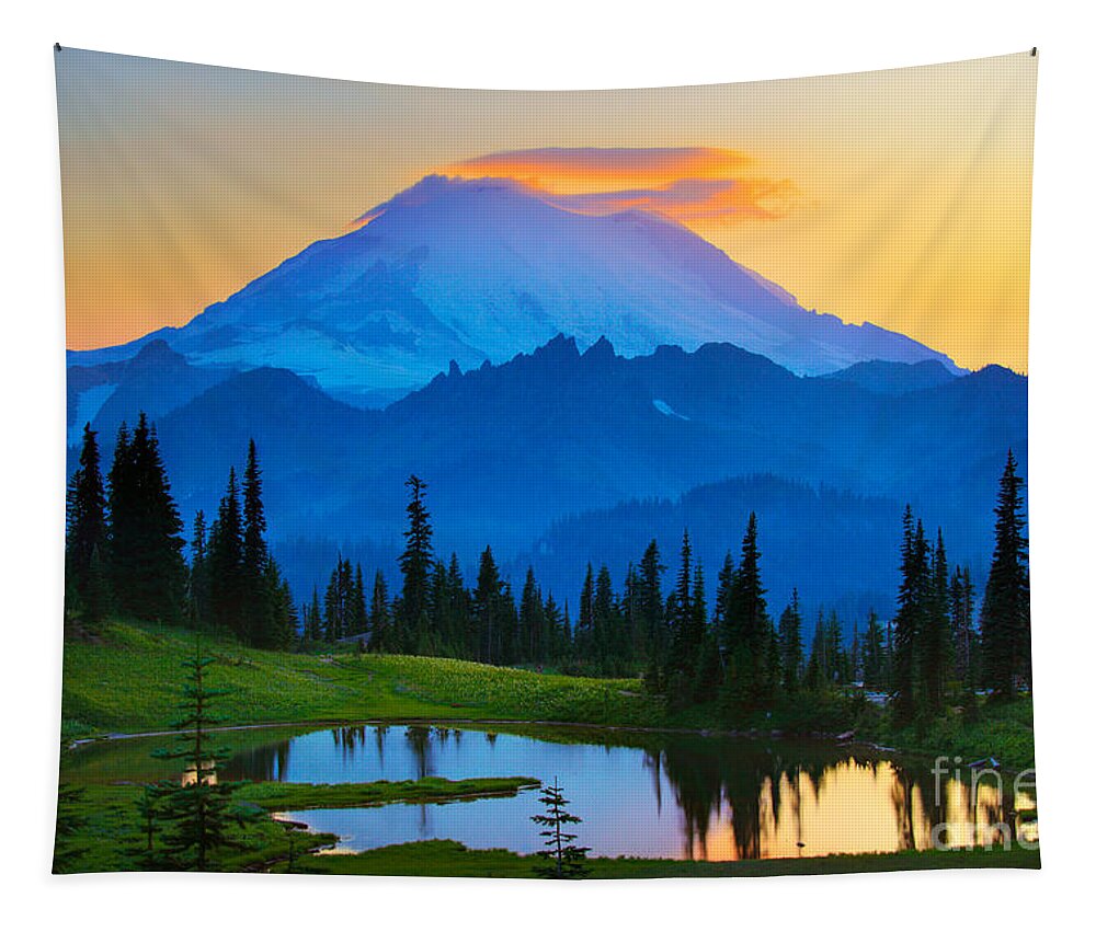 Mount Rainier Tapestry featuring the photograph Mount Rainier Goodnight by Inge Johnsson