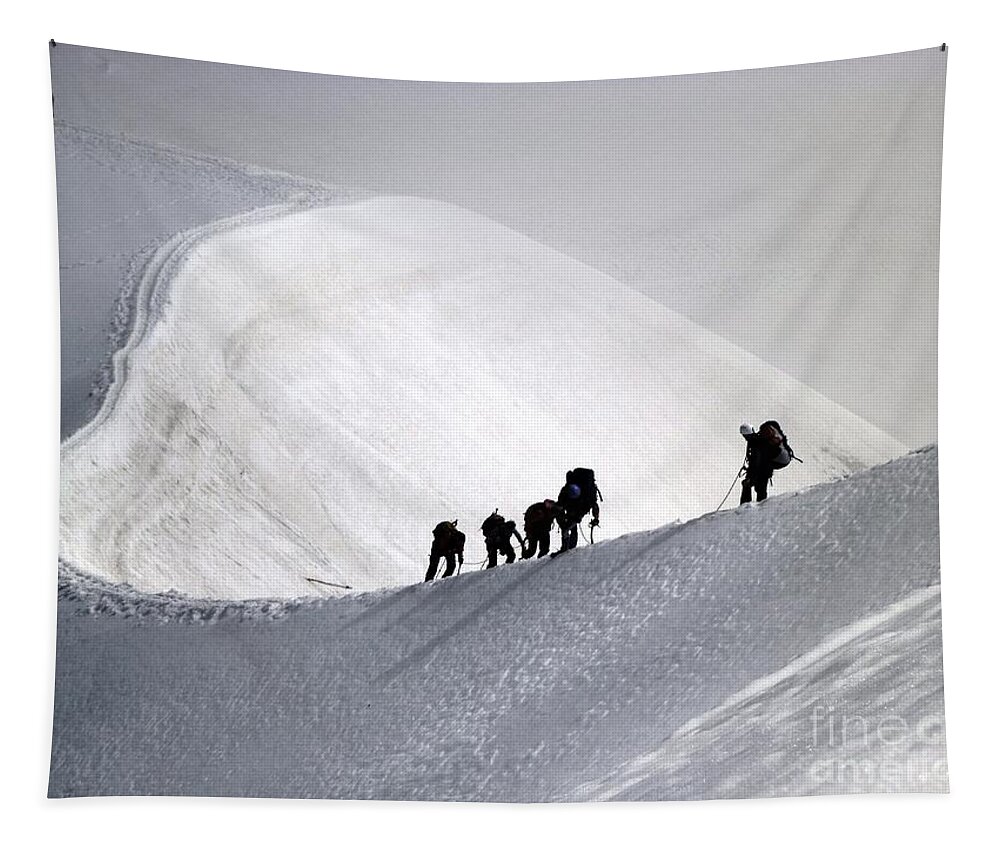 Mountain Tapestry featuring the photograph Mountaineers to conquer Mont Blanc by Cristina Stefan