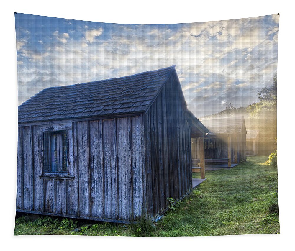 Appalachia Tapestry featuring the photograph Mt LeConte Cabins by Debra and Dave Vanderlaan