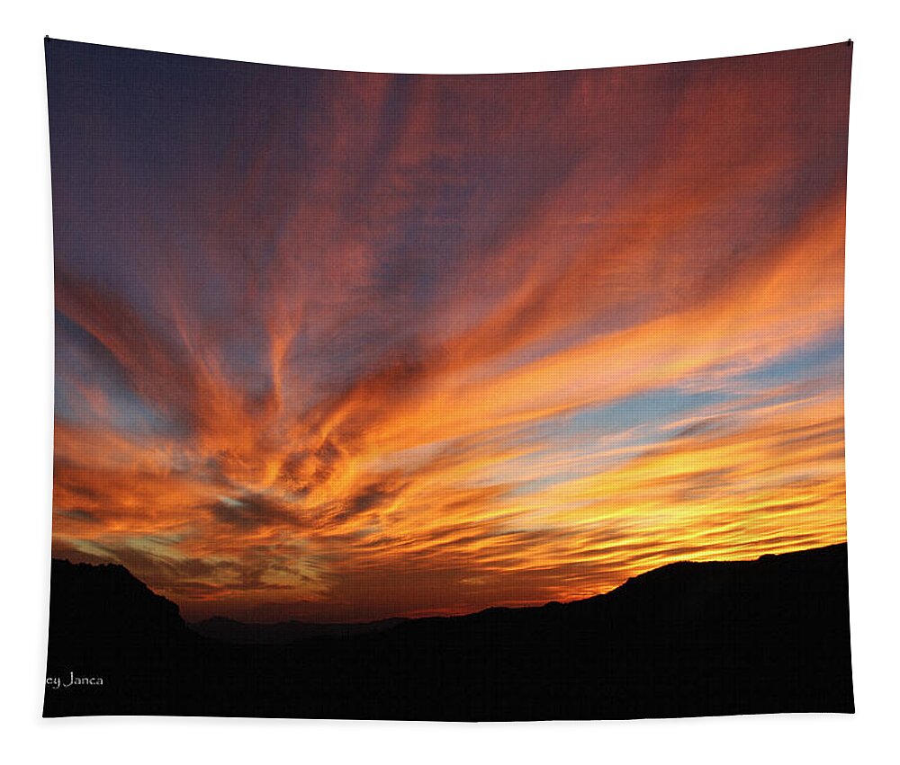 Mt Ord Sunset Arizona Tapestry featuring the photograph Mt Ord Sunset Arizona by Tom Janca