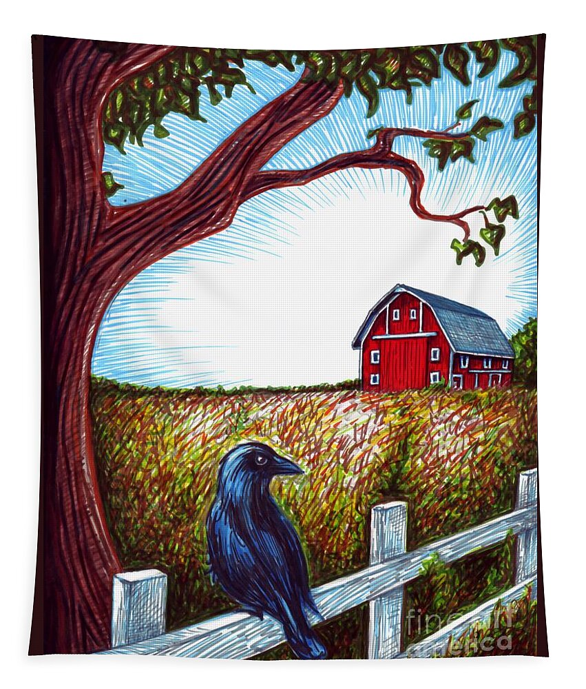 Crow Tapestry featuring the drawing 'Murder of Crows'- Cover Idea by Samantha Geernaert