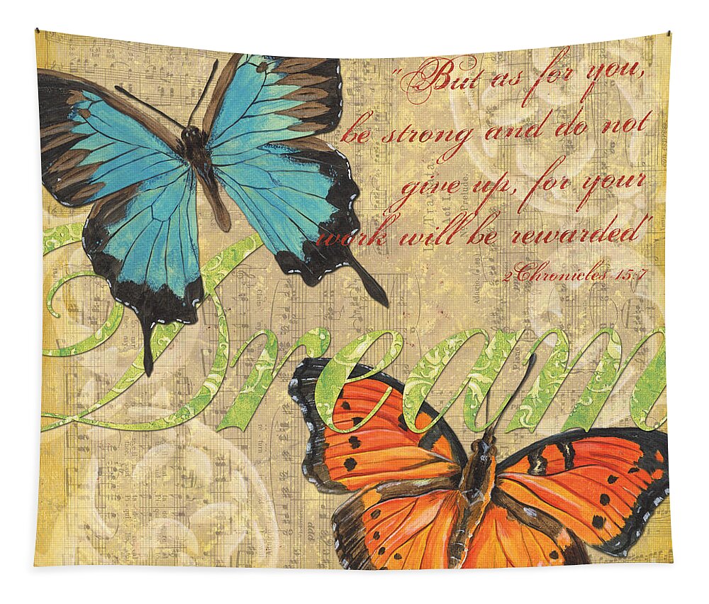 Butterflies Tapestry featuring the painting Musical Butterflies 1 by Debbie DeWitt