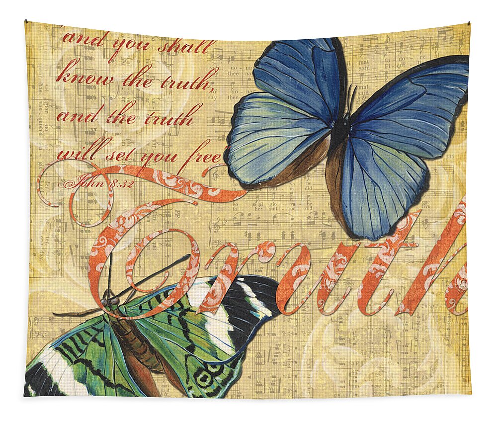 Butterfly Tapestry featuring the painting Musical Butterflies 3 by Debbie DeWitt