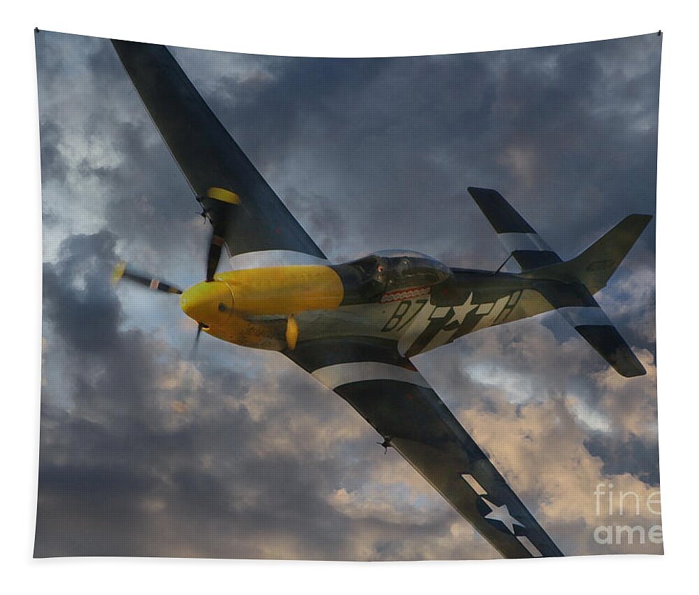 P51 Tapestry featuring the digital art Mustang Tribute by Airpower Art