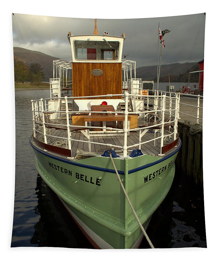 Ulleswater Tapestry featuring the photograph M.V The Western Belle by Linsey Williams