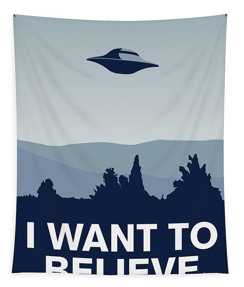 Classic Tapestry featuring the digital art My I want to believe minimal poster-xfiles by Chungkong Art