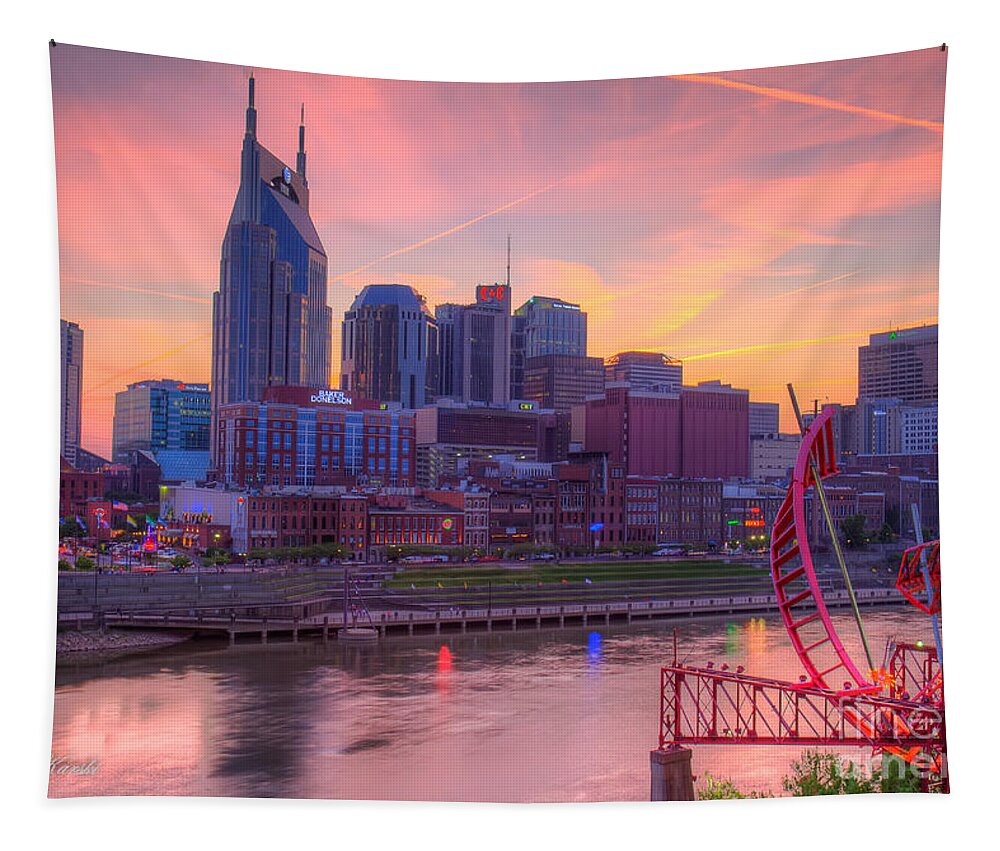 Buildings Tapestry featuring the photograph Nashville Sunset by Sue Karski