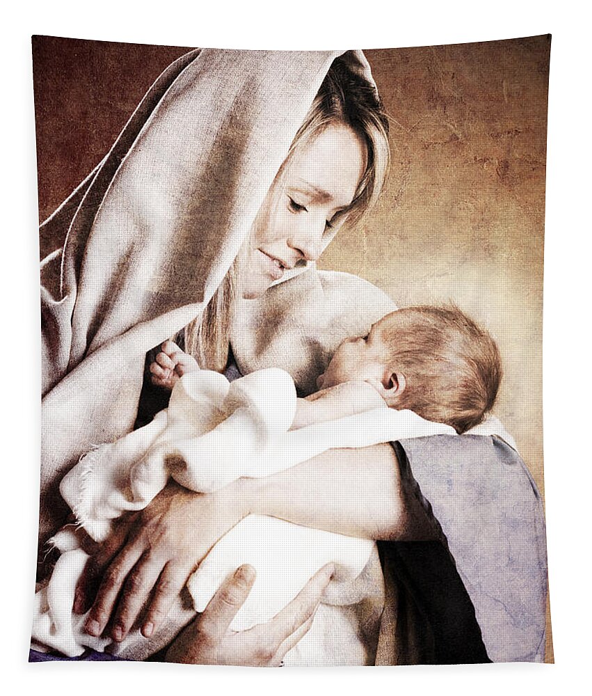 Mary Tapestry featuring the photograph Nativity by Cindy Singleton