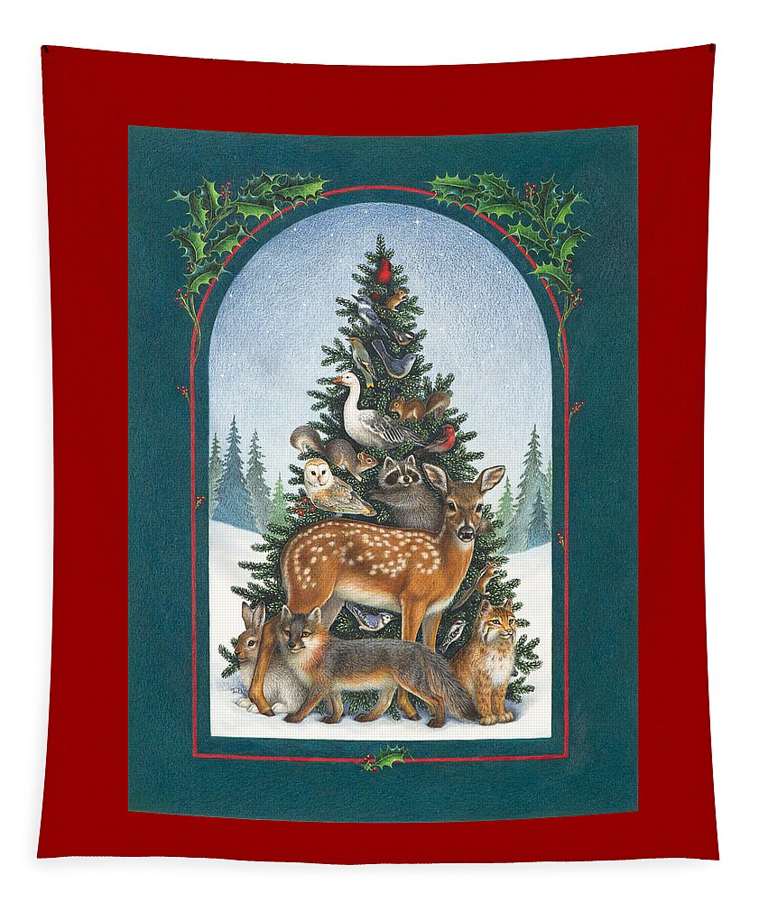 Christmas Tapestry featuring the painting Nature's Christmas Tree by Lynn Bywaters