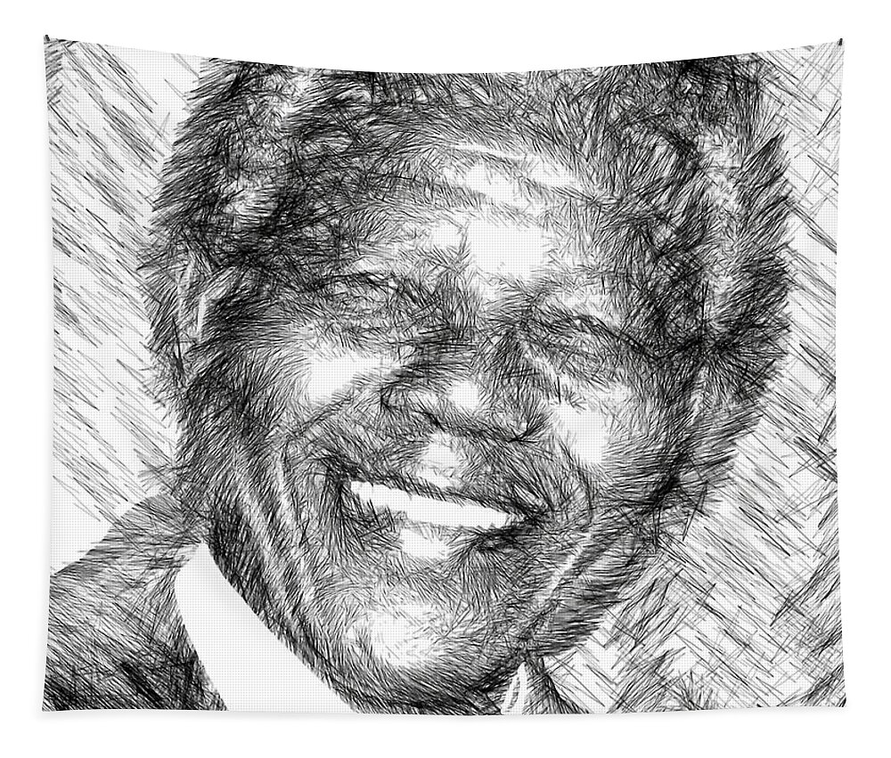 Nelson Mandela Tapestry featuring the digital art Nelson Mandela by Rafael Salazar