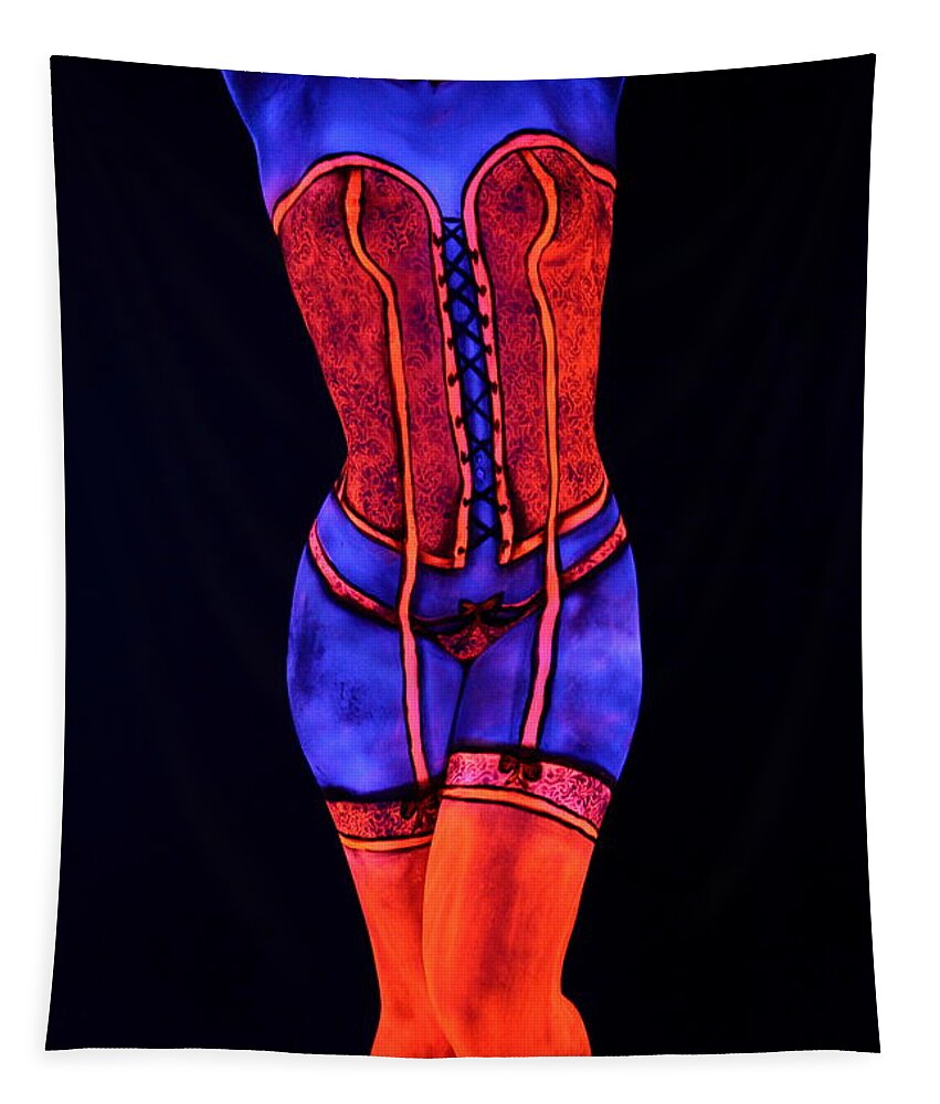 Bodypaint Tapestry featuring the photograph Neon Dream II by Angela Rene Roberts and Cully Firmin
