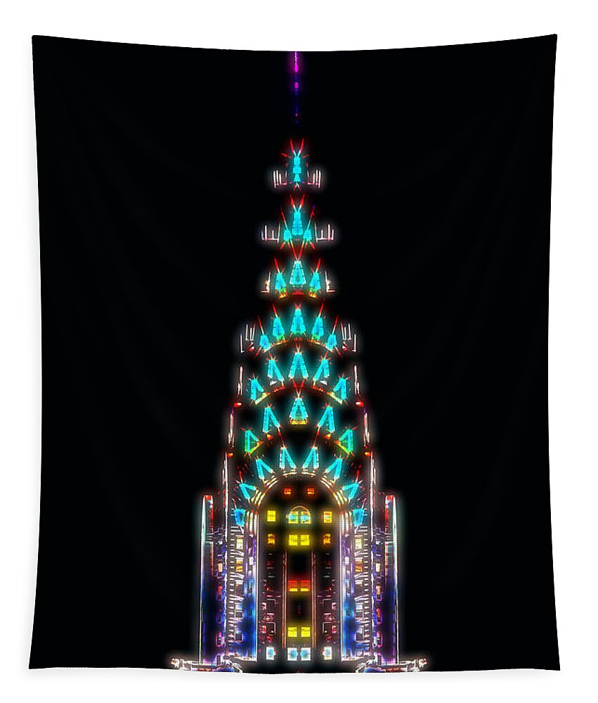 New York City Tapestry featuring the digital art Neon Spires by Az Jackson