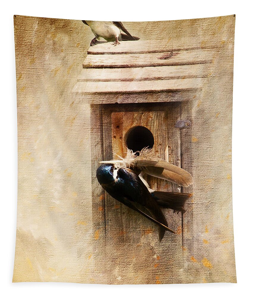 Bird Tapestry featuring the photograph Nest Prepping by Pam Holdsworth
