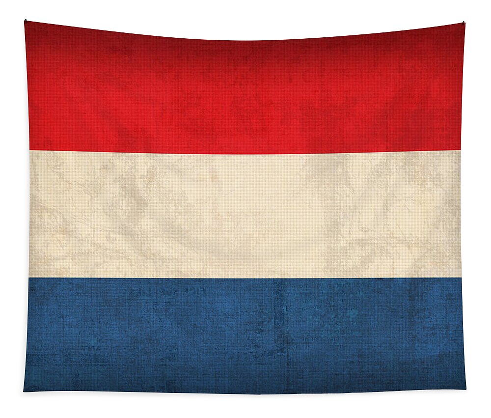 Netherlands Flag Vintage Distressed Finish Holland Europe Country Nation Dutch Tapestry featuring the mixed media Netherlands Flag Vintage Distressed Finish by Design Turnpike