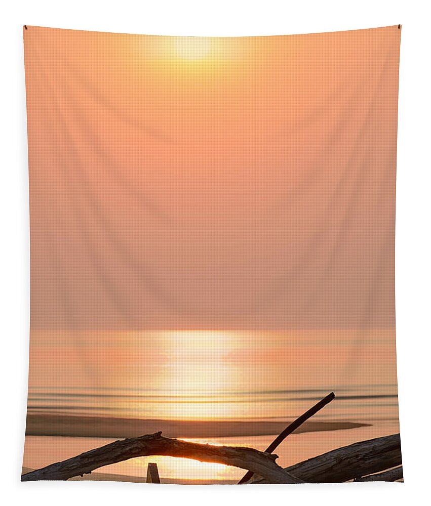 Sunrise Tapestry featuring the photograph New Day at the Beach by Robert Mitchell