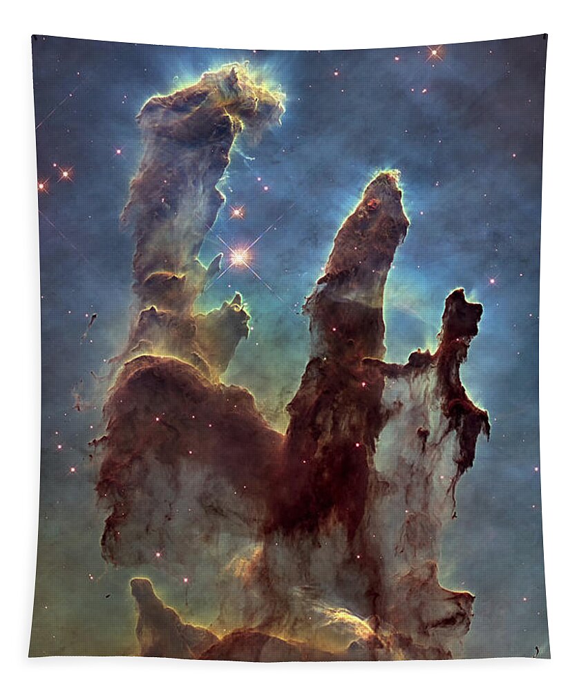 3scape Tapestry featuring the photograph Hubble Pillars of Creation HD Tall by Adam Romanowicz