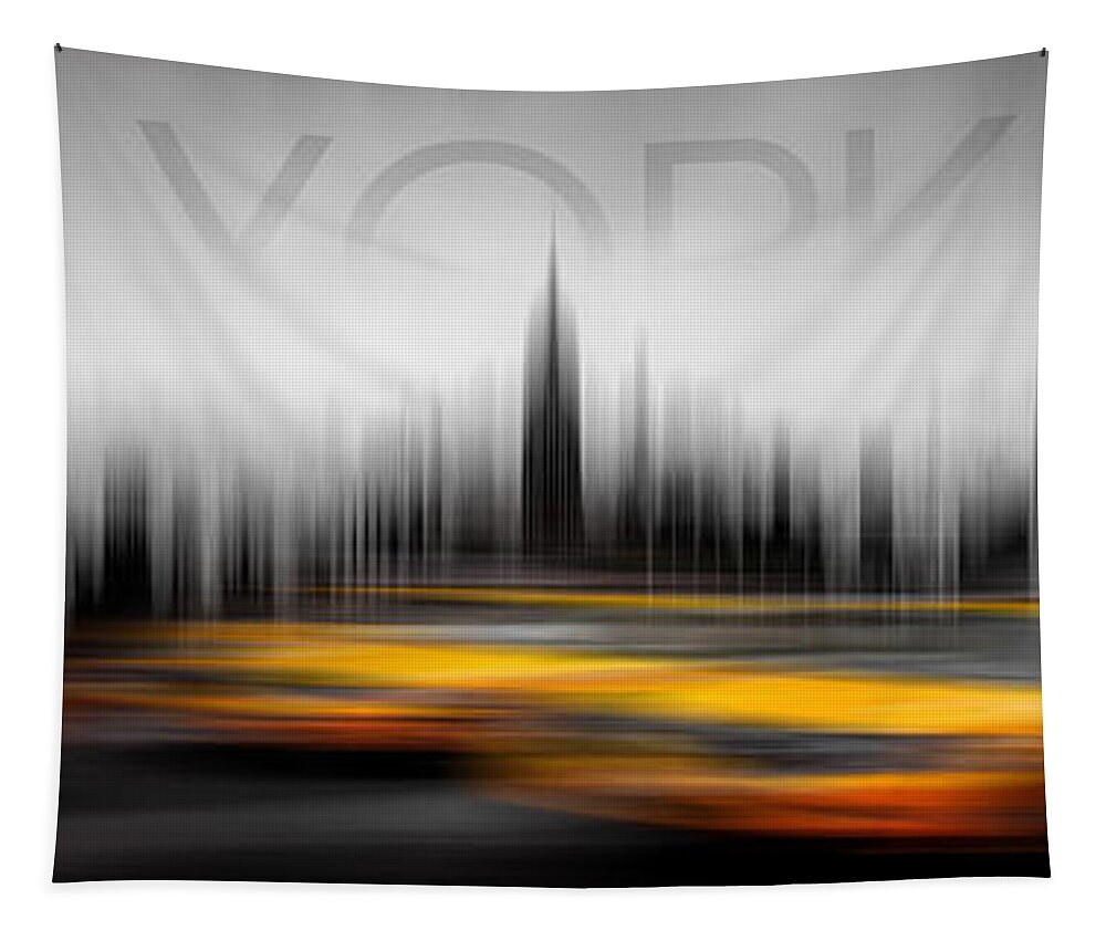 Abstract Photography Tapestry featuring the photograph New York City Cabs Abstract by Az Jackson