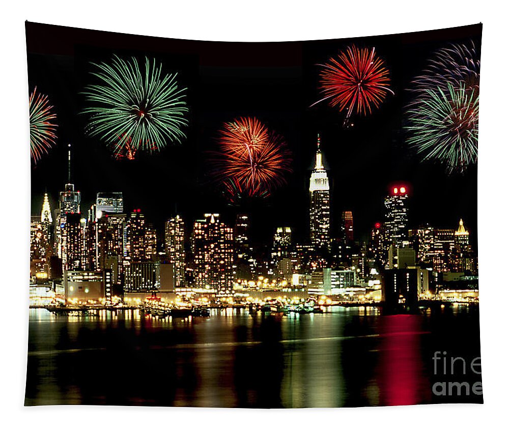 Nyc Tapestry featuring the photograph New York City Fourth of July by Anthony Sacco